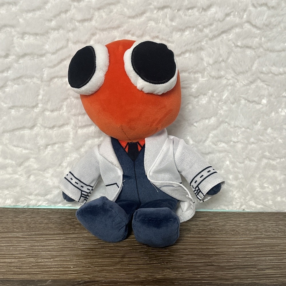 Rainbow Friends Scientist Plush Orange Character Roblox Toy 9.5"